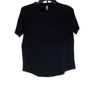 Black Crewneck Short Sleeve T-Shirt M 100% Cotton Lightweight Casual Unisex 84j